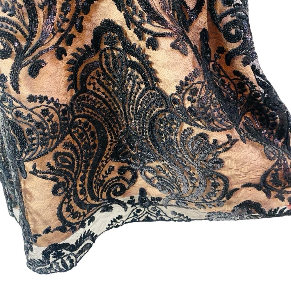Free People Black Night Shimmers Sequin Lace Overlay Dress Size 8 - Picture 6 of 9